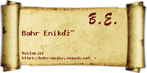 Bahr Enikő névjegykártya